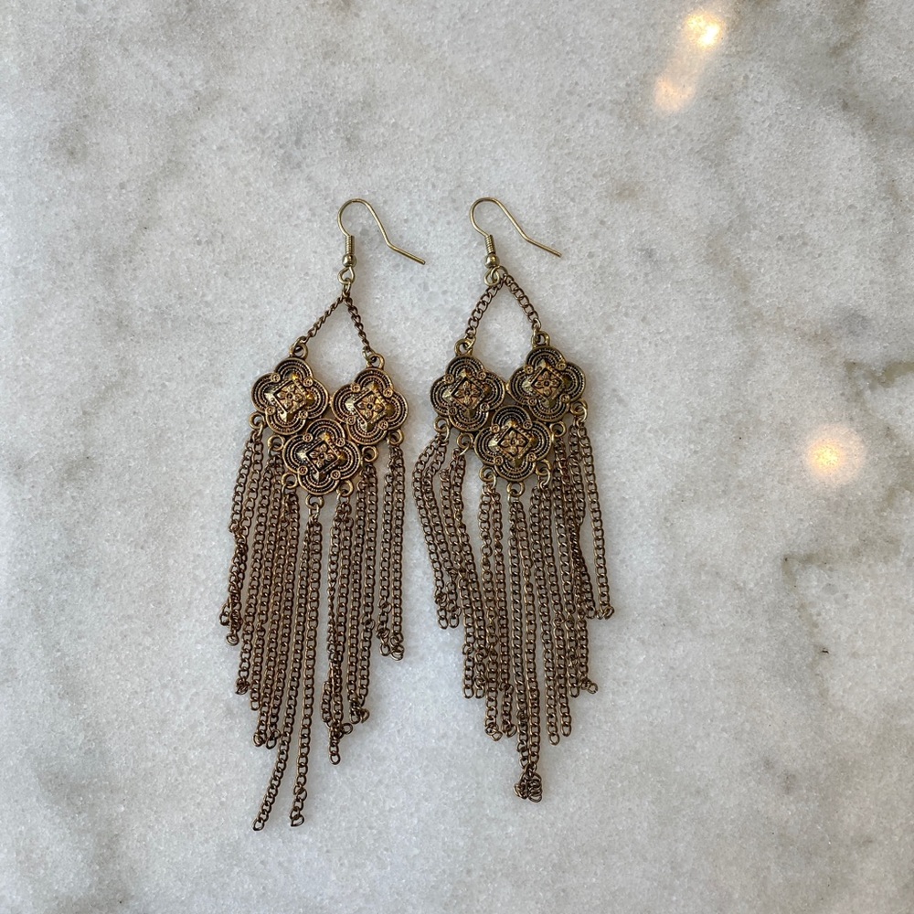 Forever 21 Gold Chain Dangle Earrings